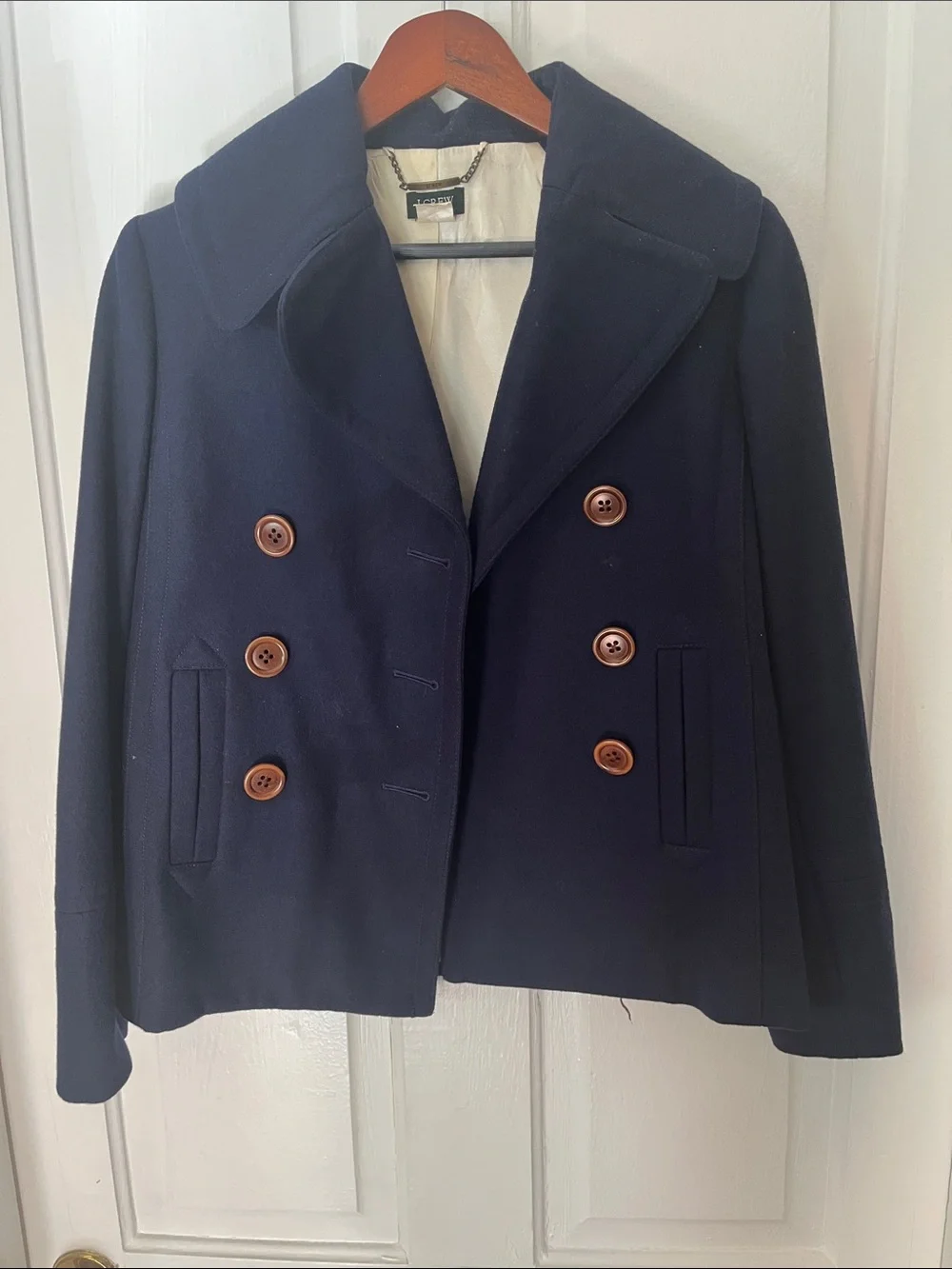 J Crew Navy Blue Pea Coat - Picture 1 of 4
